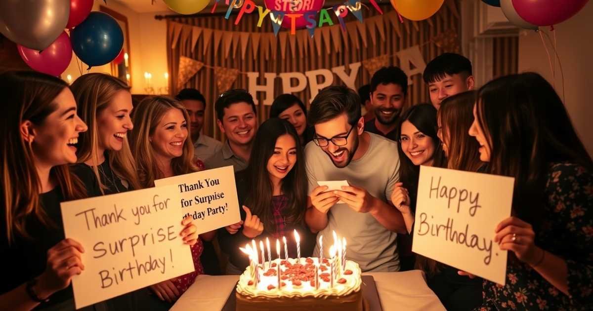 80+ Thank You for Surprise Birthday Party Quotes Message
